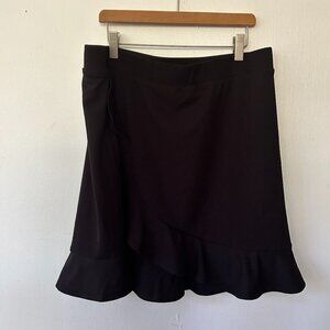 IsaacMizrahiLive Flounce Skirt Womens Medium Black Ruffle Elastic Waist